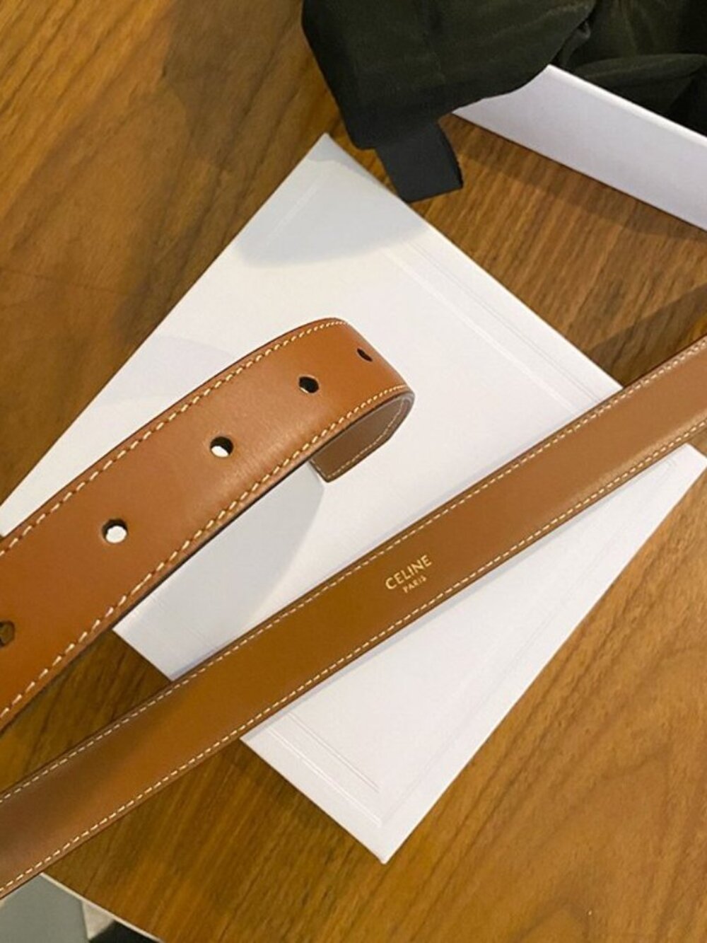 Celine Brown Leather Belt with Gold Buckle - Picture 6 of 7